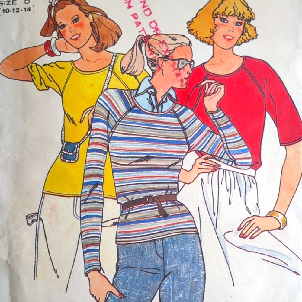 Vintage Butterick 6112 Marie Osmond Sewing Pattern Misses'  Raglan T-Shirts